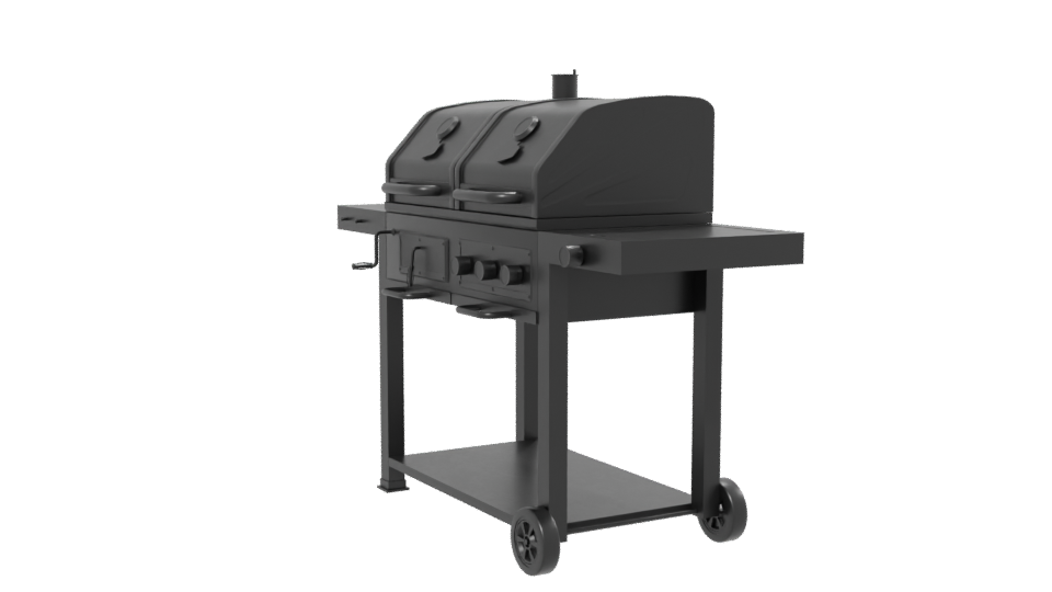 Stylish Dual Chamber BBQ Grill 3D Model - Professional 3D Model Render 13