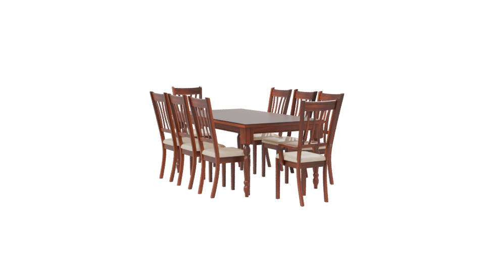 Elegant Wooden Dining Table with Chairs 3D Model - Professional 3D Model Render 7