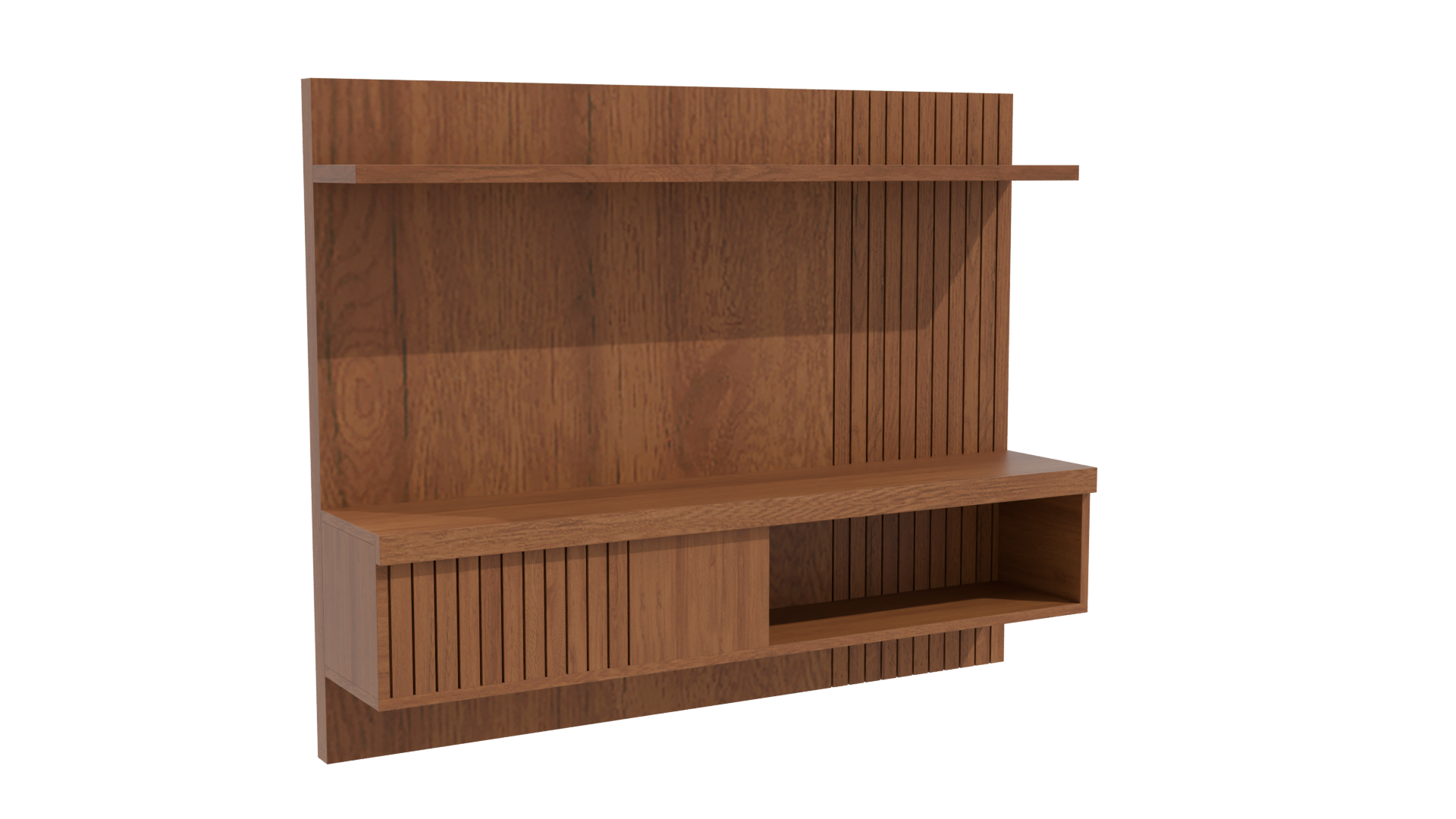 Stylish Modern Wooden Wall Shelf 3D Model - Professional 3D Model Render 10