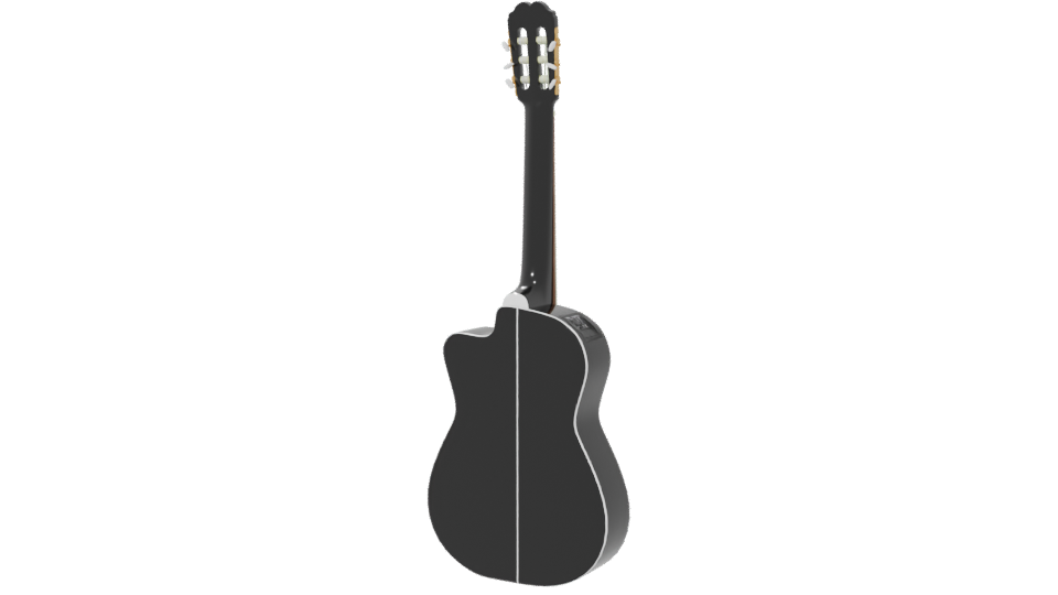 Stylish Black Acoustic Guitar 3D Model - Professional 3D Model Render 6