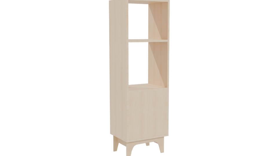 Minimalist Wooden Shelf Unit - Professional 3D Model Render 4