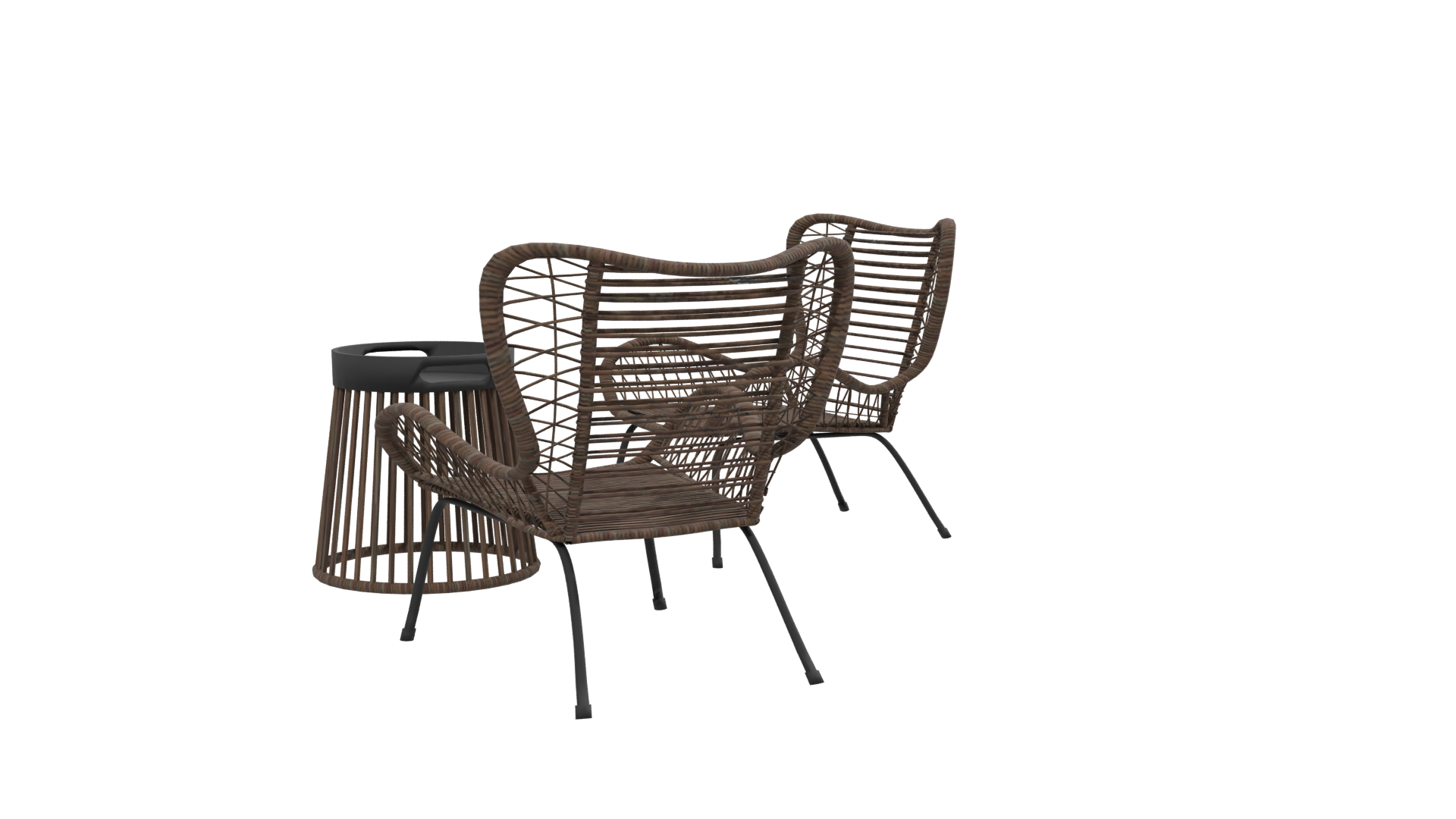 Stylish Rattan Lounge Chair Set - Professional 3D Model Render 13