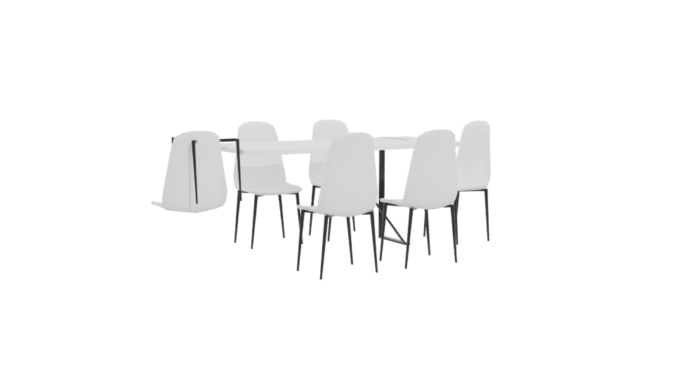 Minimalist Dining Table Set 3D - Professional 3D Model Render 4