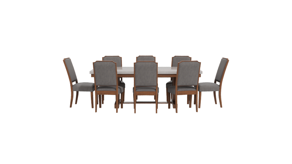 Stylish Wooden Dining Table Set - Professional 3D Model Render 11