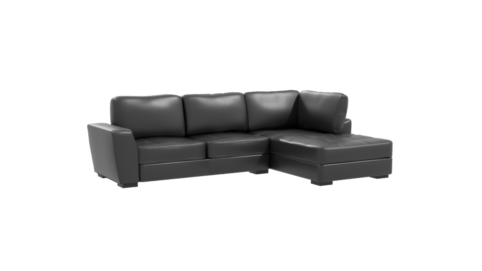 Contemporary Black Leather Sectional Sofa 3D Model - Professional 3D Model Render 10
