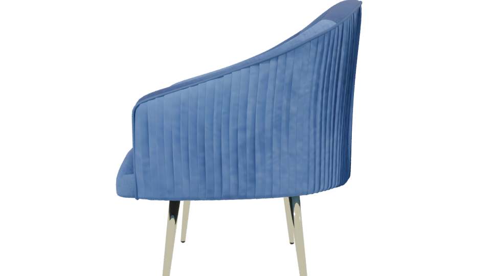 Stylish Blue Velvet Chair Model - Professional 3D Model Render 2