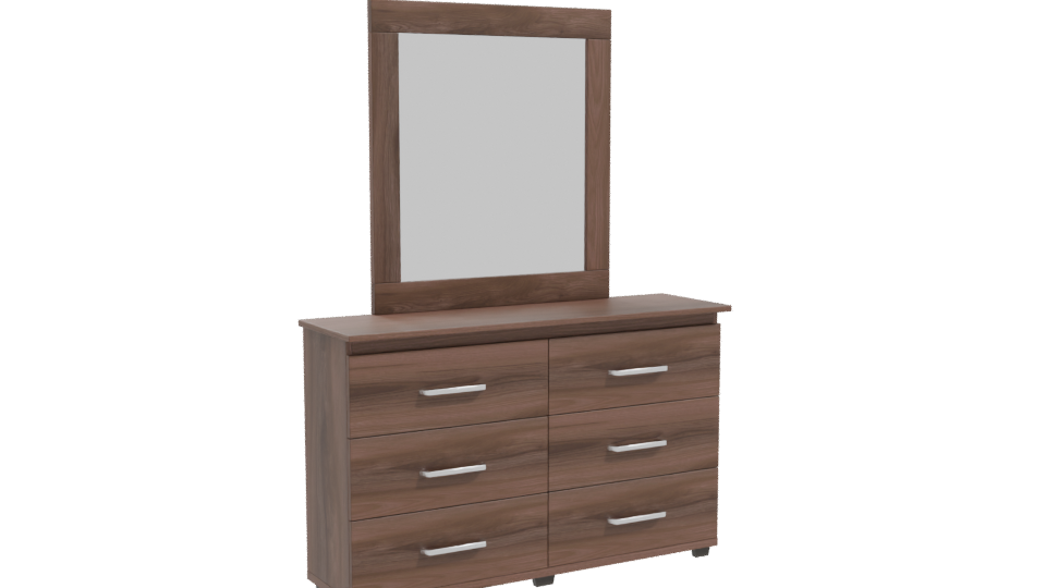 Stylish Wooden Dresser with Mirror - Professional 3D Model Render 10