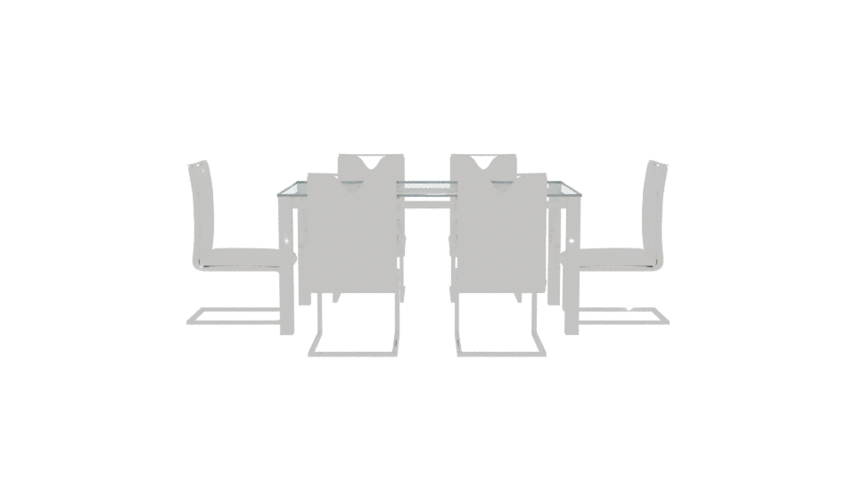 Elegant Glass Dining Table Set - Professional 3D Model Render 5
