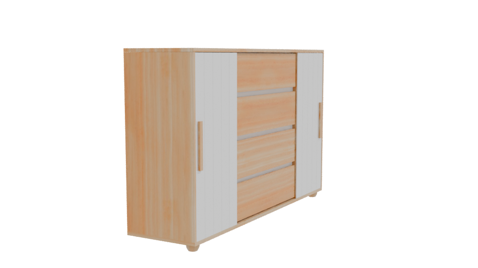 Modern Wooden Storage Cabinet Model - Professional 3D Model Render 9