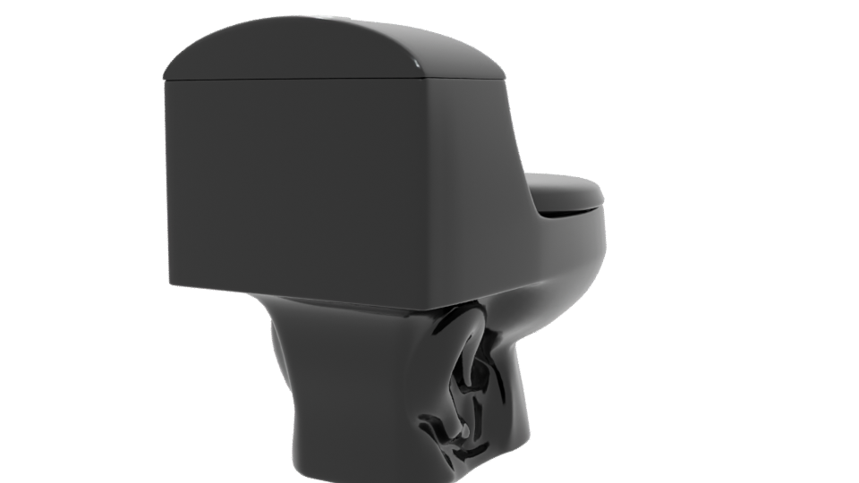 Modern Black One-Piece Toilet 3D - Professional 3D Model Render 6