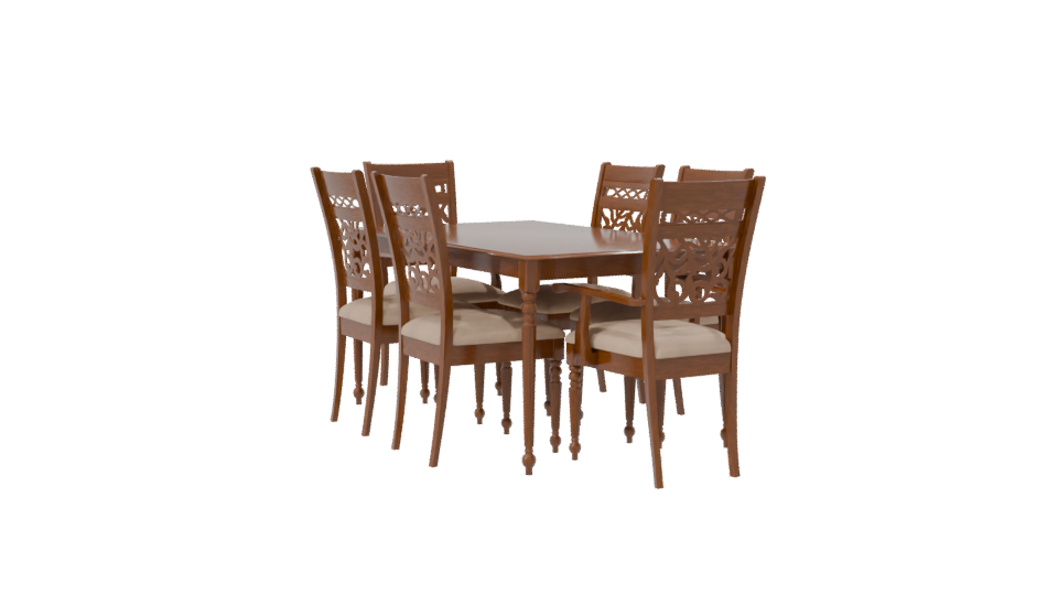 Elegant Wooden Dining Set 3D - Professional 3D Model Render 7