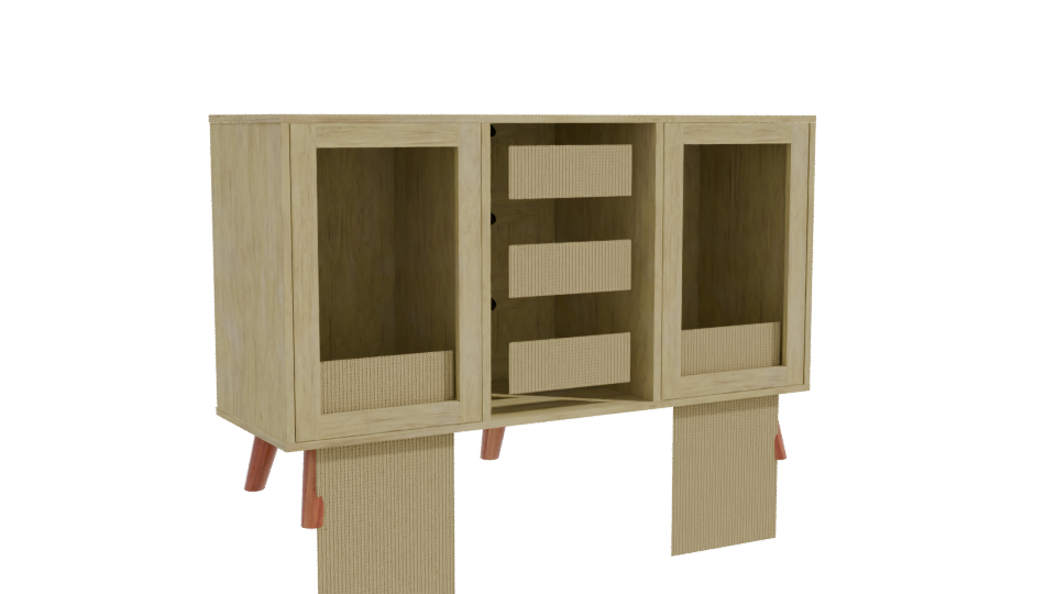 Vintage Wooden Sideboard 3D Model - Professional 3D Model Render 10