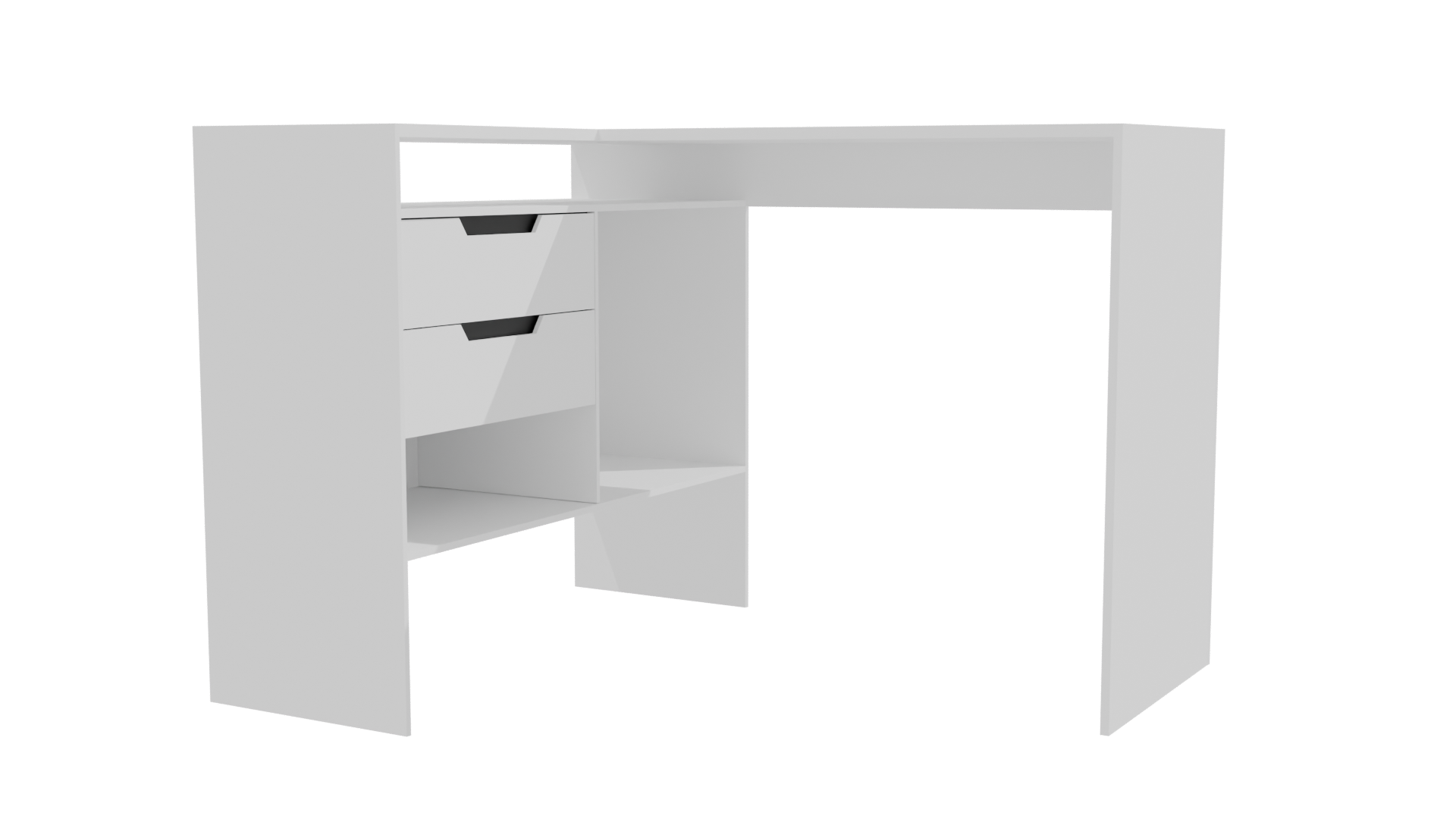 Milan Corner Desk White 3D Model - Professional 3D Model Render 9