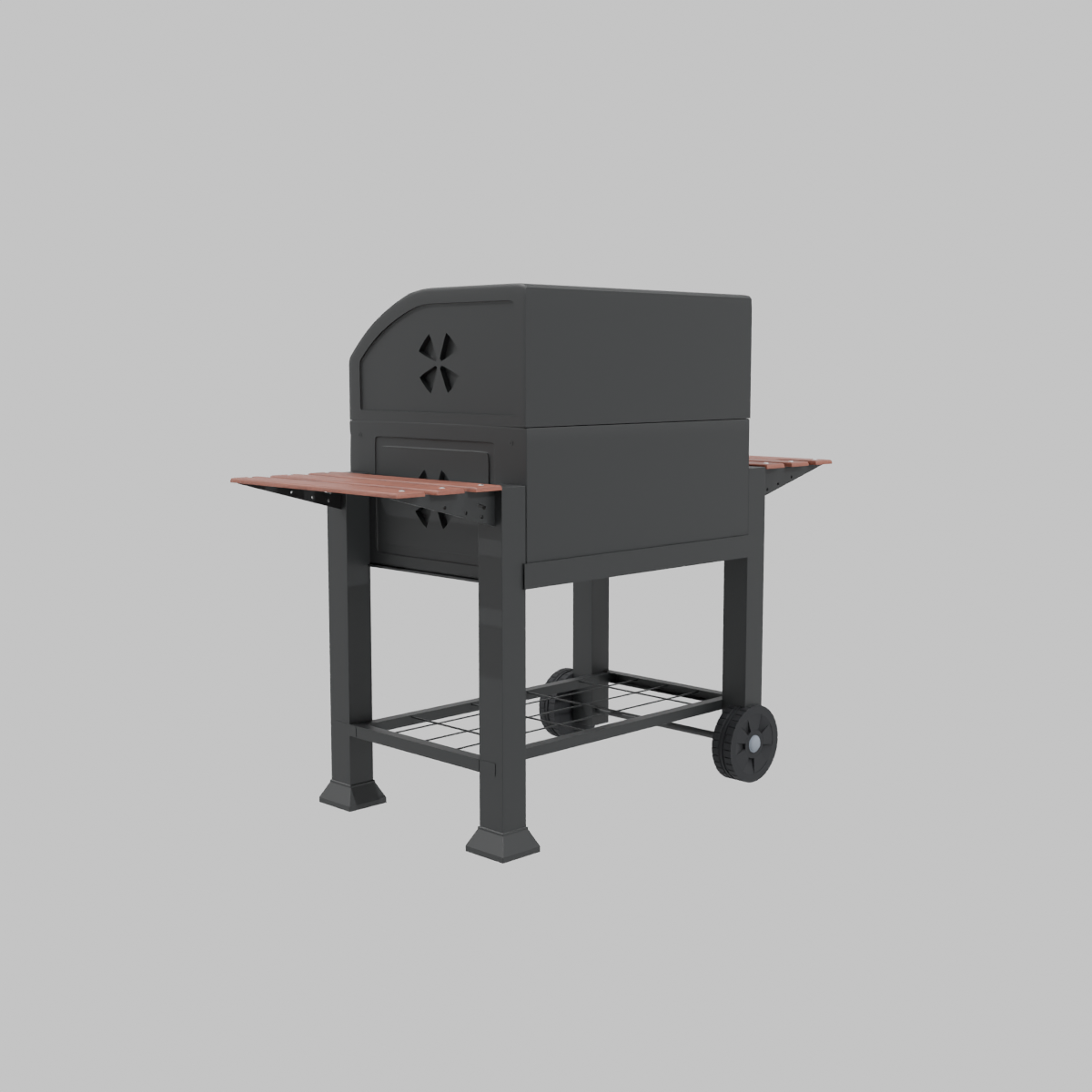 Parrilla A Carbón Con Tapa Y Ruedas Fierro