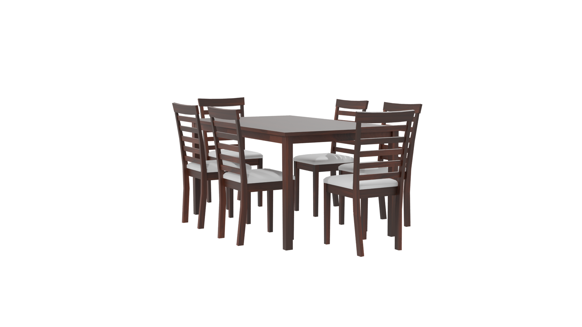 Stylish Wooden Dining Table Set with Chairs 3D Model - Professional 3D Model Render 7