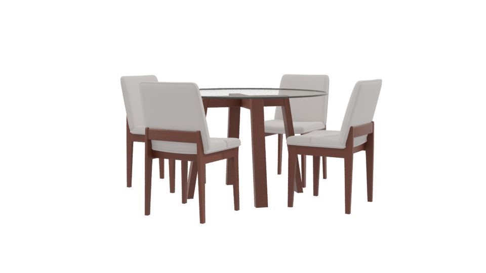 Elegant Glass Dining Table Set - Professional 3D Model Render 9