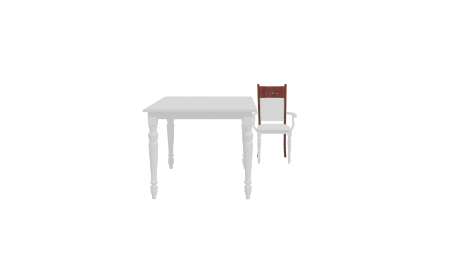 Elegant White Dining Table and Chair 3D Model - Professional 3D Model Render 11