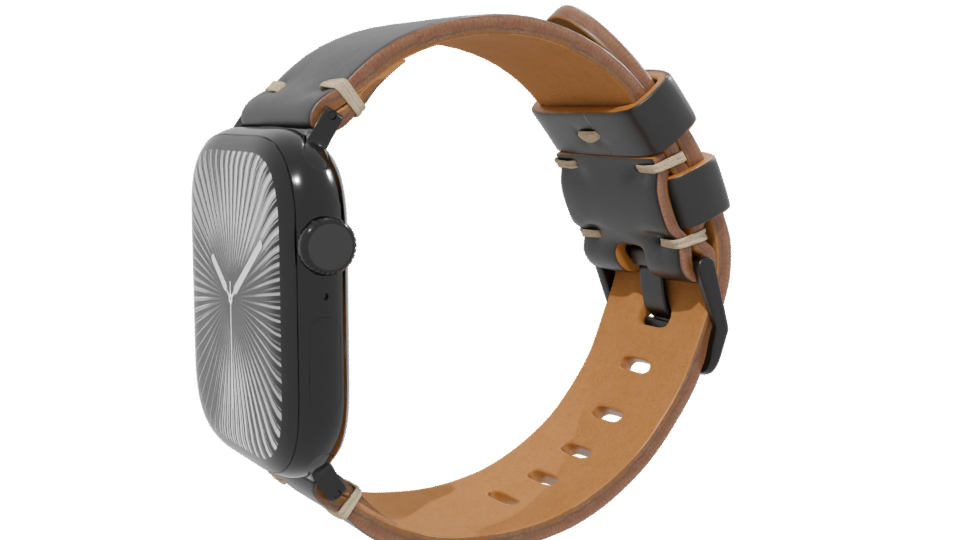 Shell Cordovan Leather Strap Watch 3D - Professional 3D Model Render 13