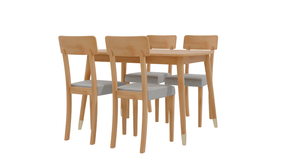 Stylish Wooden Dining Table Set - Professional 3D Model Render 9