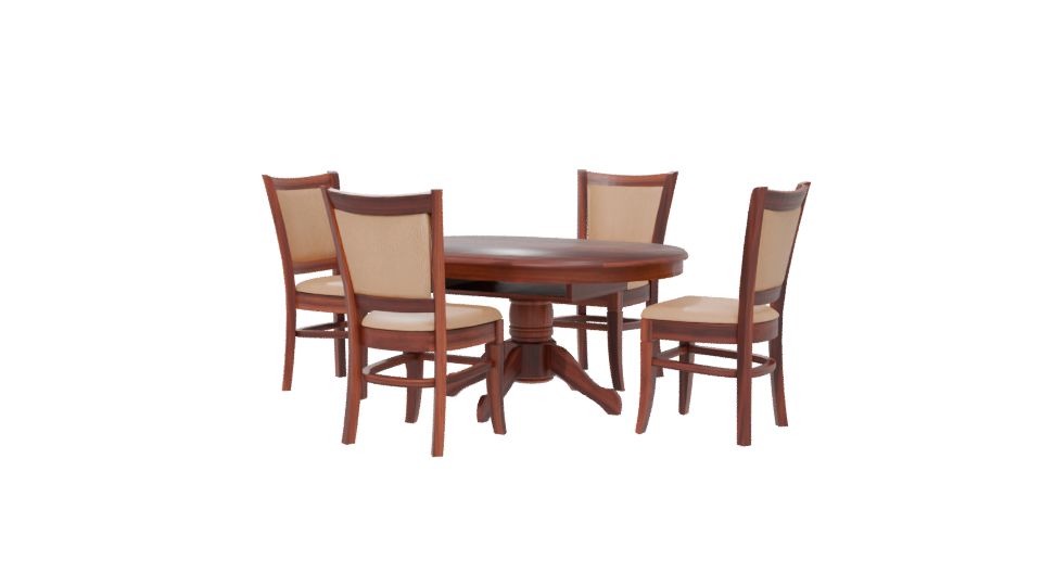 Stylish Round Wooden Dining Set - Professional 3D Model Render 6