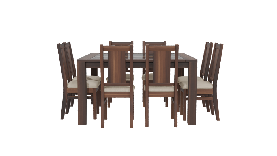 Elegant Wooden Dining Table Set 3D Model - Professional 3D Model Render 5