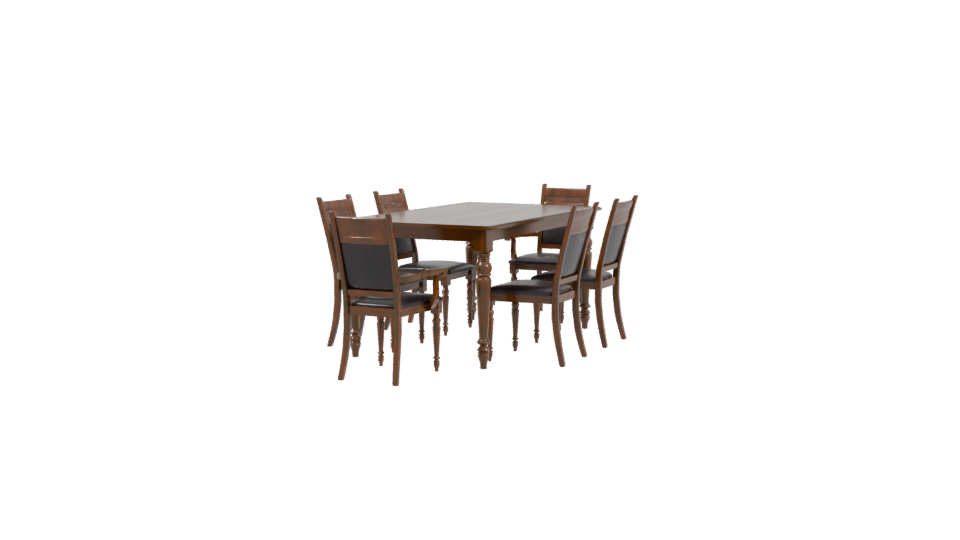 Elegant Wooden Dining Table Set - Professional 3D Model Render 3