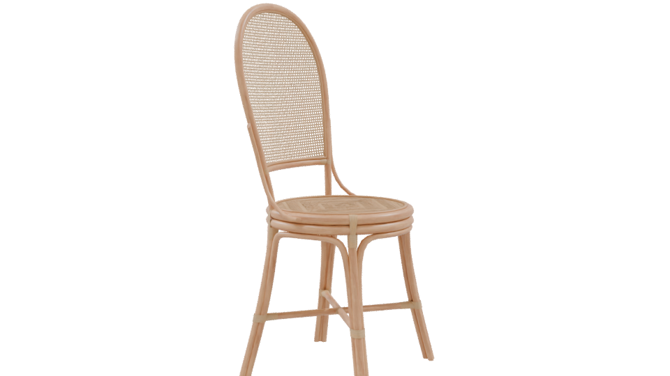 Stylish Cane Back Dining Chair - Professional 3D Model Render 9