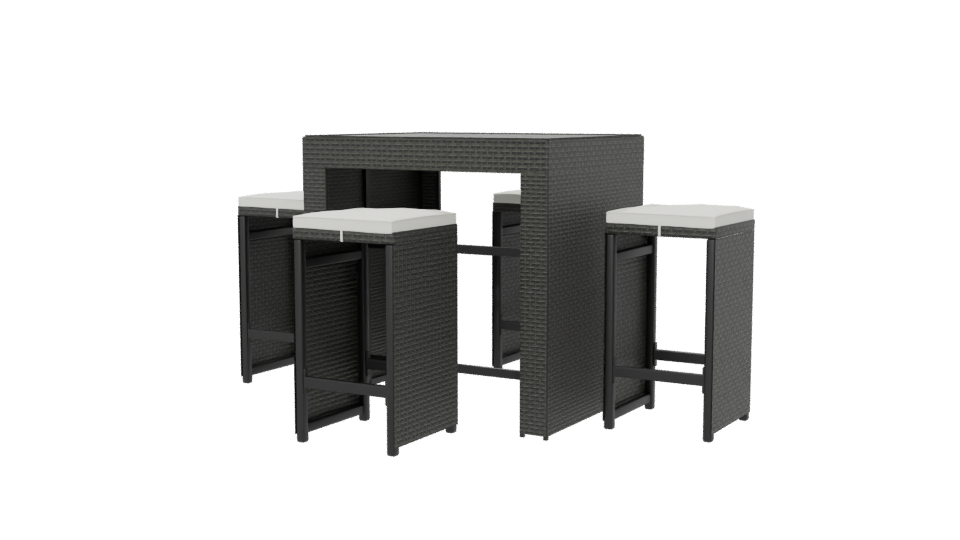 Bar Table with 4 Stools 3D - Professional 3D Model Render 6