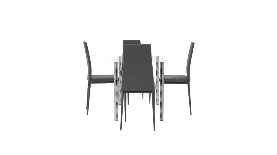 Contemporary Glass Dining Table Set 3D Model - Professional 3D Model Render 8