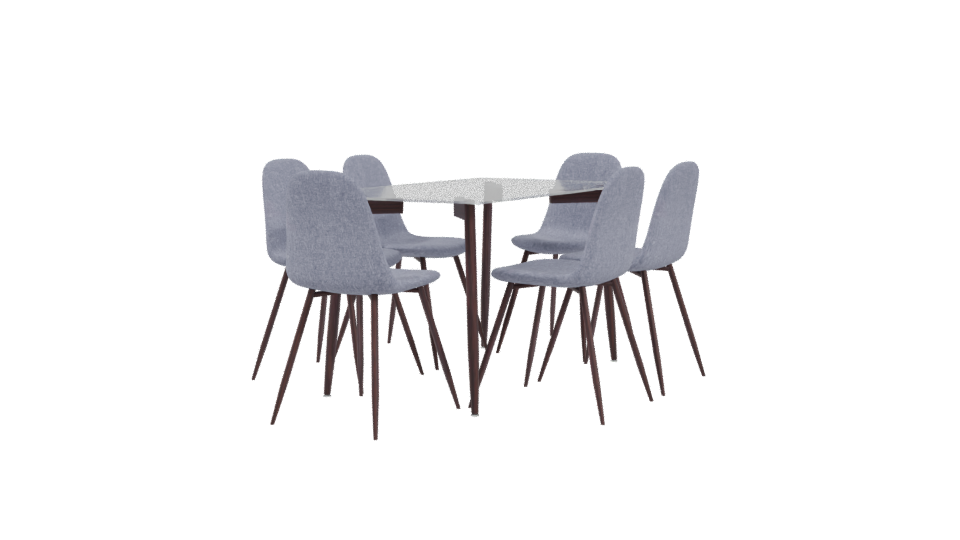 Modern Glass Dining Table Set - Professional 3D Model Render 3