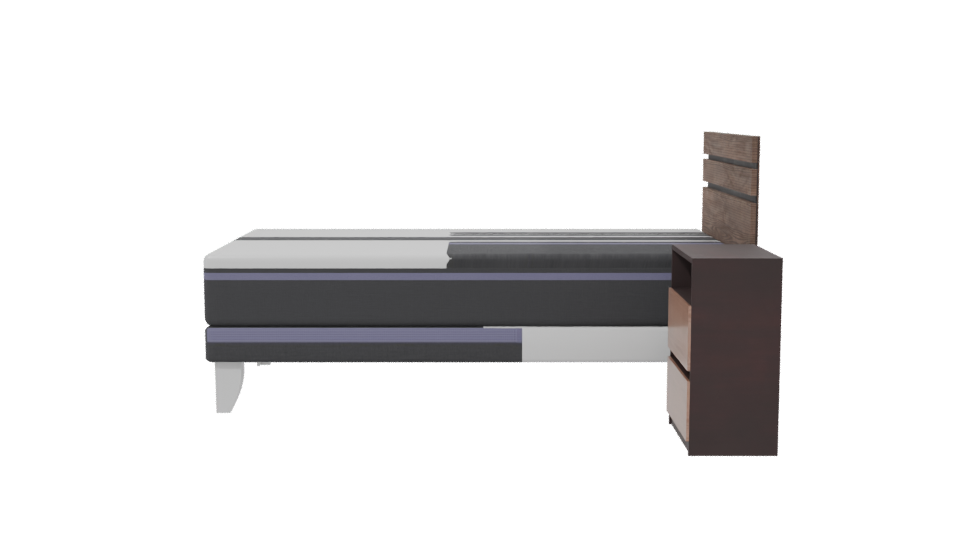 Minimalist Bed and Nightstand Set - Professional 3D Model Render 2