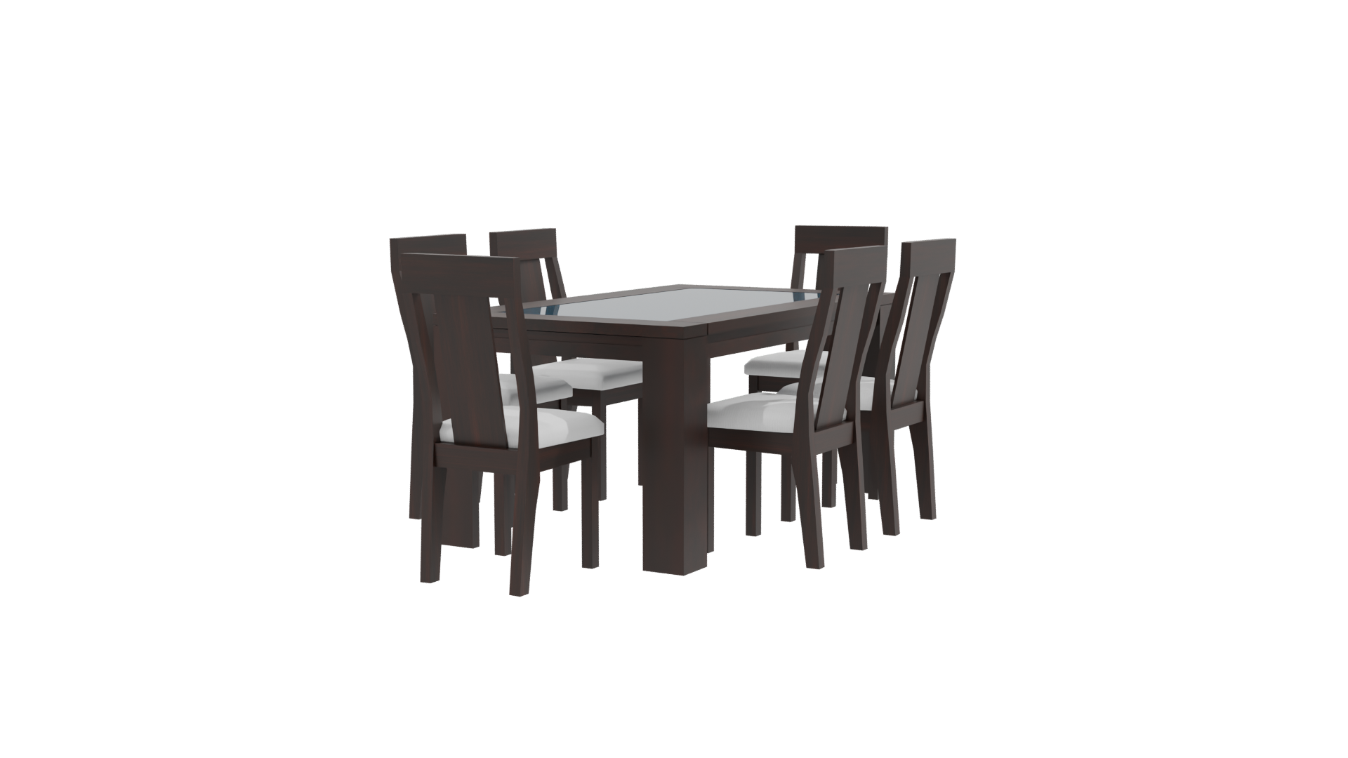 Stylish Wooden Dining Table Set - Professional 3D Model Render 9
