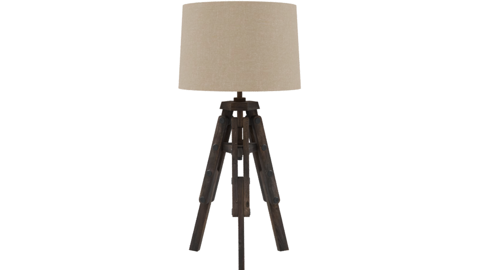 Industrial Wooden Tripod Lamp 3D - Professional 3D Model Render 9