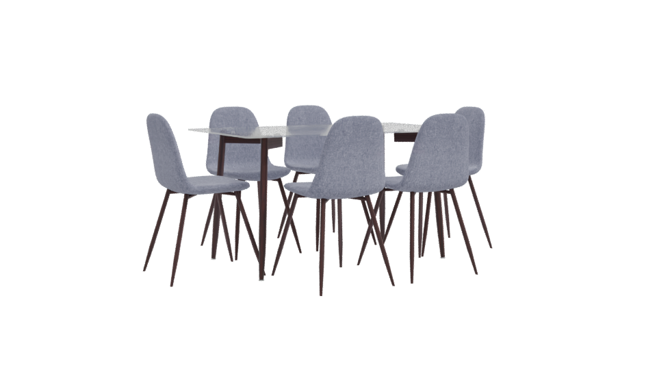 Modern Glass Dining Table Set - Professional 3D Model Render 10