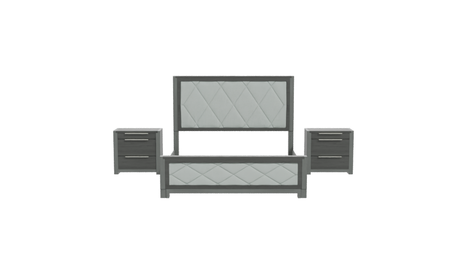 Stylish Bed with Nightstands 3D - Professional 3D Model Render 11