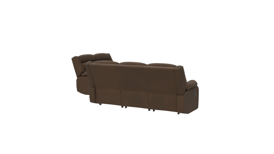 Elegant Brown Reclining Sofa Set 3D Model - Professional 3D Model Render 6