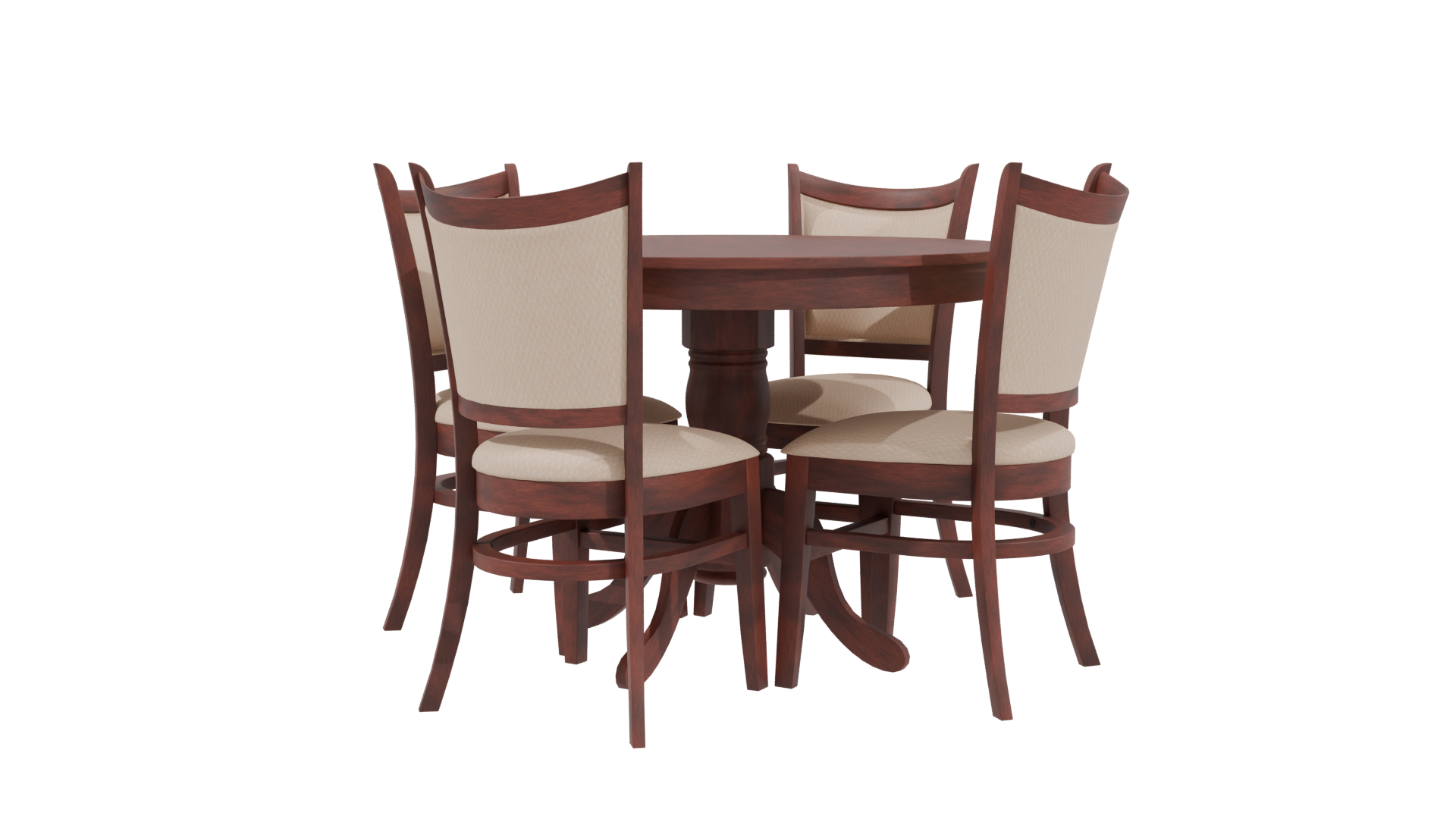 Elegant Round Dining Table Set - Professional 3D Model Render 3
