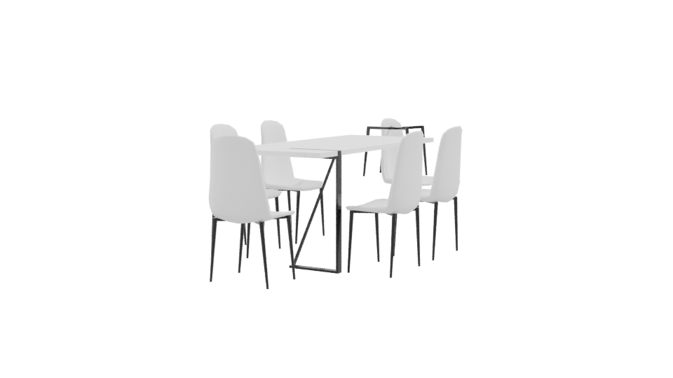 Minimalist Dining Table Set 3D - Professional 3D Model Render 9