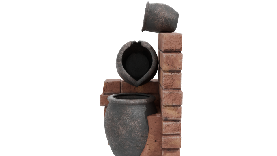 Stylized Ancient Pottery with Brick Structure 3D Model - Professional 3D Model Render 11