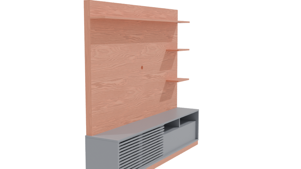Stylish Wooden Wall Unit 3D - Professional 3D Model Render 9