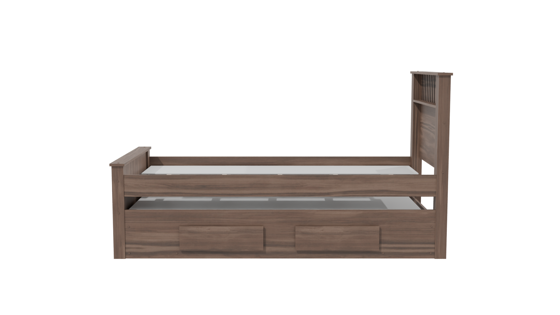 Stylish Wooden Twin Bed 3D Model - Professional 3D Model Render 2