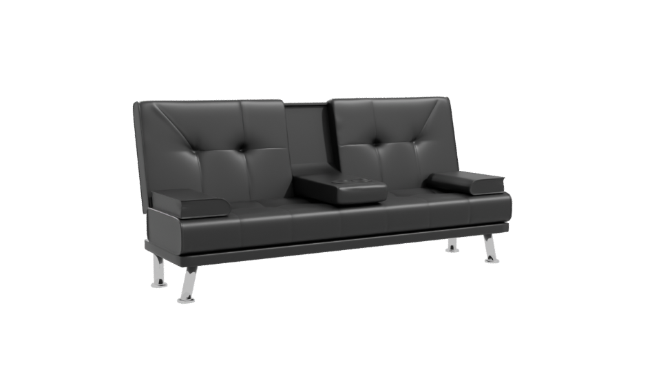 Futón Lounge Negro 3D Model - Professional 3D Model Render 10