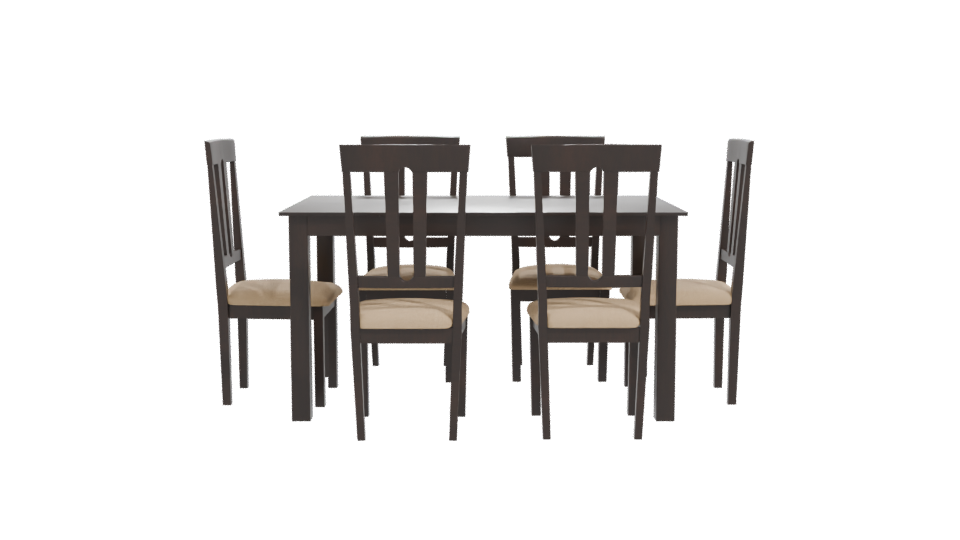 Elegant Wooden Dining Table with Chairs Set - Professional 3D Model Render 11