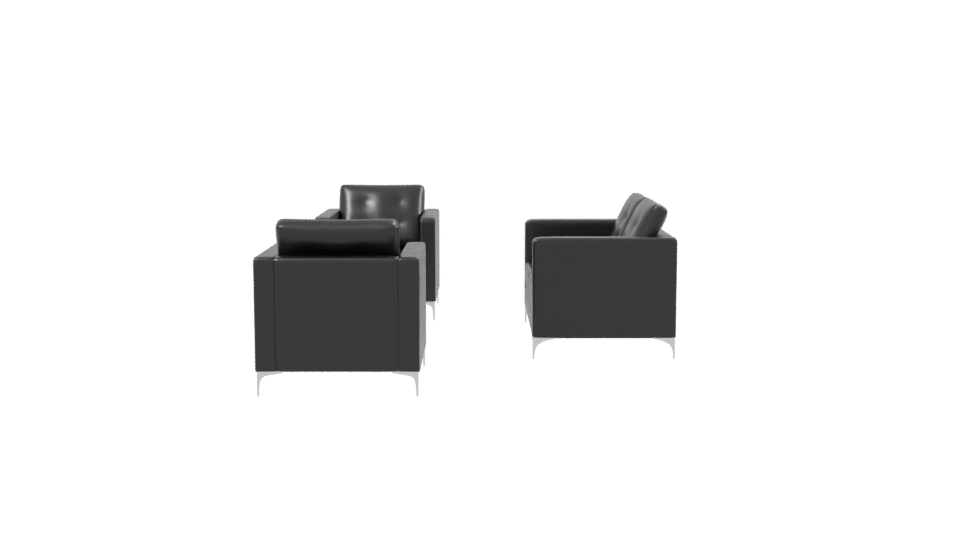 Contemporary Black Fabric Sofa Set 3D Model - Professional 3D Model Render 2