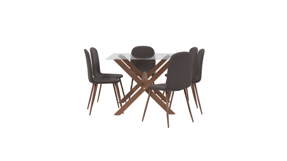 Elegant Glass Top Dining Set - Professional 3D Model Render 2