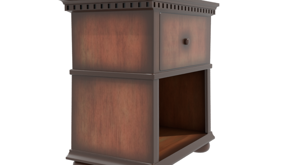 Vintage Wooden Nightstand Model - Professional 3D Model Render 9