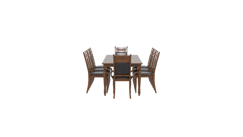 Elegant Wooden Dining Table Set 3D Model - Professional 3D Model Render 5