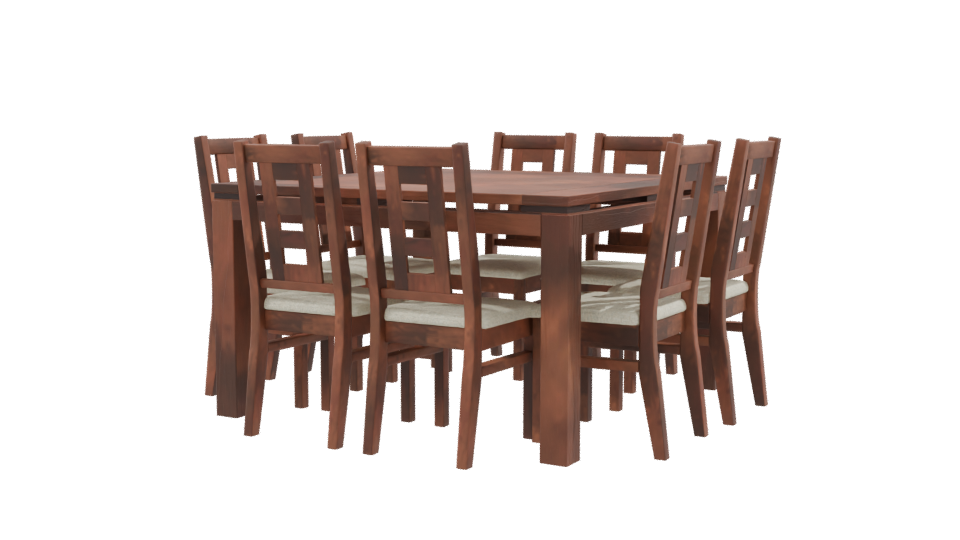Stylish Wooden Dining Table Set 3D Model - Professional 3D Model Render 9