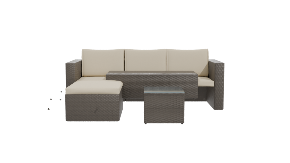 Contemporary Outdoor Sectional Sofa Set 3D Model - Professional 3D Model Render 11