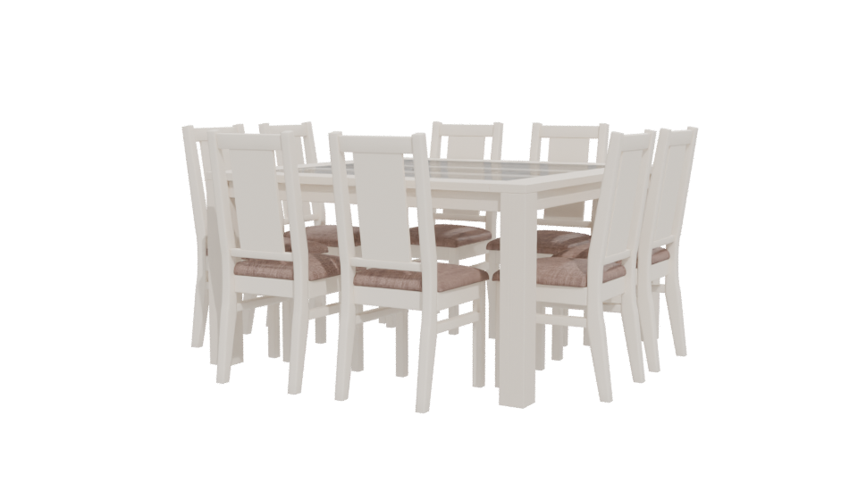 Stylish White Dining Table Set 3D Model - Professional 3D Model Render 12